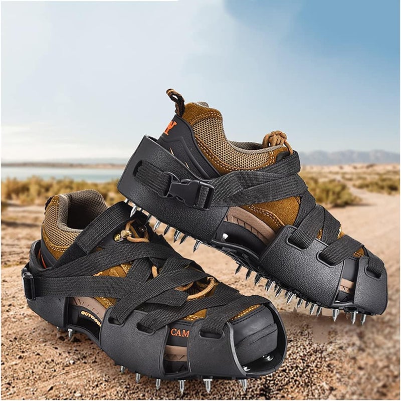 TRINKA Spiked Shoes for Resinous Coatings, Epoxy Floor, Overlays, Cover Installation, Spiked Screeding Sanda,Ice Crampons, Black - Image 4